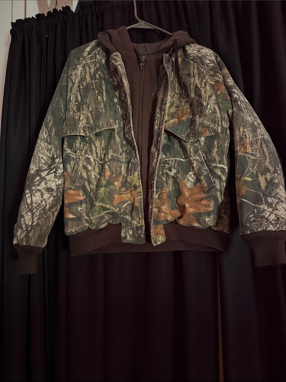 RedHead Brown & Green Camo Hooded Puffer Jacket